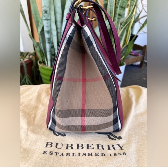 Burberry House Check Derby Leather Canterbury Tote Shoulder/Handbag Berry Pink - Picture 6 of 17